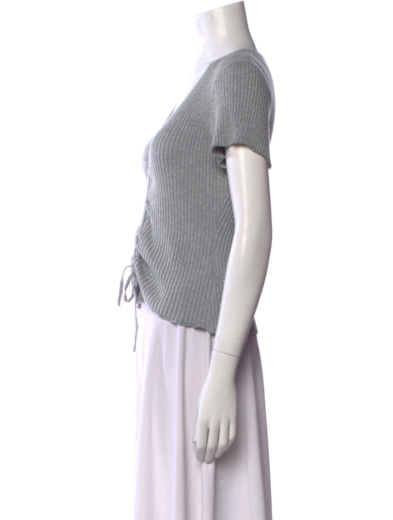 Maje V-Neck Short Sleeve Crop Top